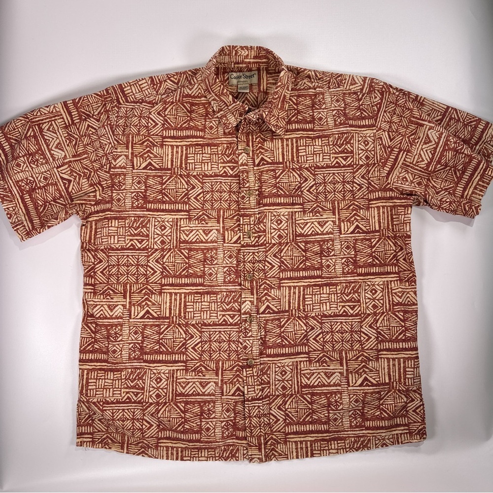 Cooke Street Honolulu Men’s Aloha Shirt Tapa Geometric Print XL - Picture 2 of 10